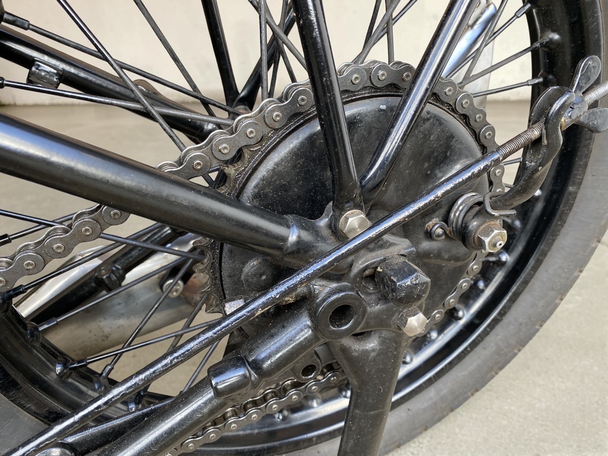 1933 Norton International Model 30 rear wheel detail